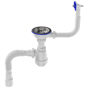 Сифон для мойки Aquant  B 0178 3 1/2 х40 с мет.решеткой,с прям./круглым переливом и гофрой 40х40/50