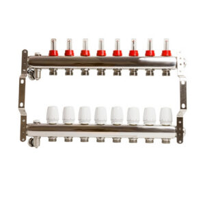 Коллекторная группа c расходомерами на 8 выходов нержавейка 1"/3/4